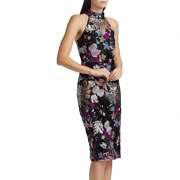 Elie Tahari Alana Embellished Sequin Dress Evening Dress Cocktail Event Party - Picture 1 of 10